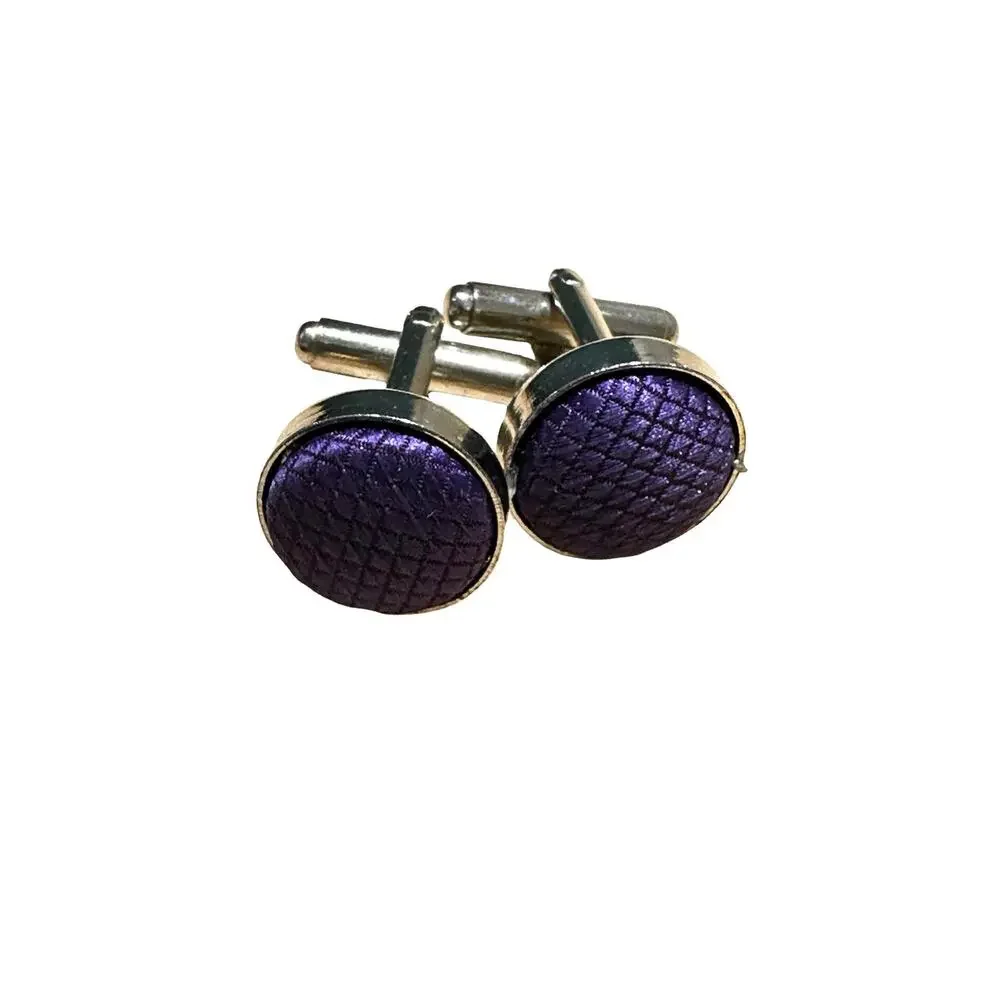 Two Pairs of Fabric Button Cuff Links in Red and Purple